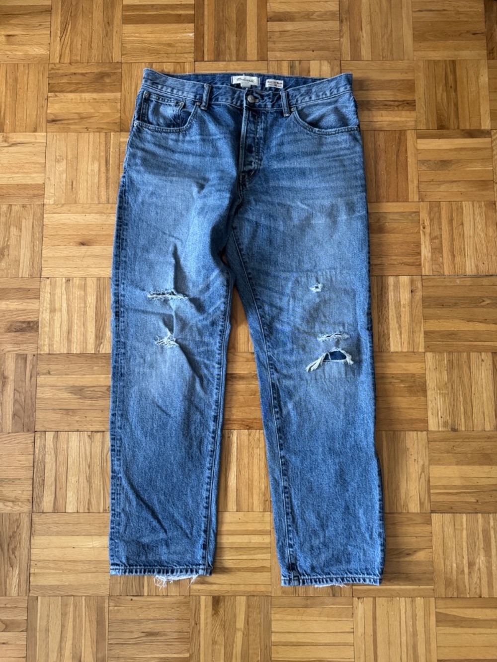 MADEWELL x KAIHARA DENIM Dean Easy Straight Jean in Greenburg Wash